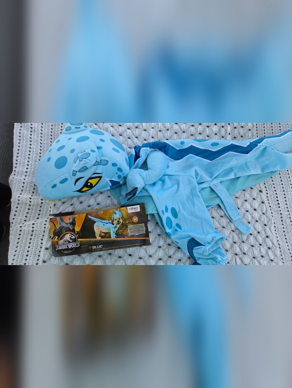 Jurassic World 'Blue' Plush Dog Costume - Light Blue, Size Medium, Pre-owned